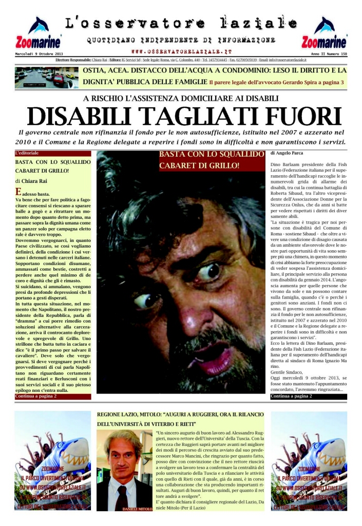 L'osservatore d'Italia edizione del 9 Ottobre 2013